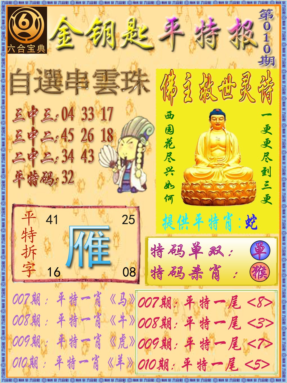 010期金钥匙平特报[图]